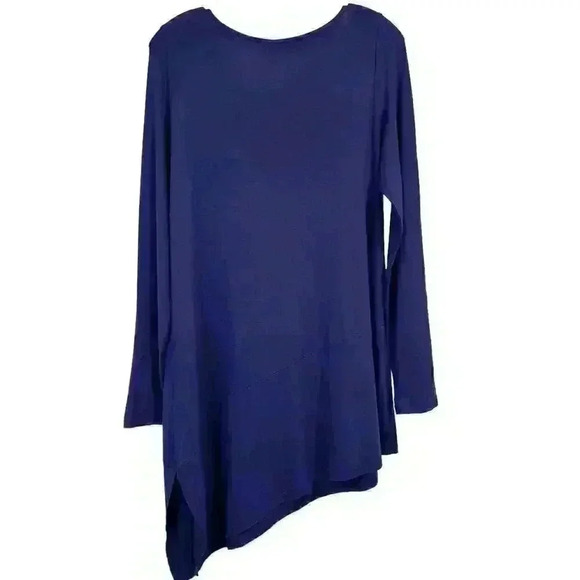 Eileen Fisher Bateau Neck Asymmetrical Jersey Long Sleeve Tunic Size M - Picture 3 of 11